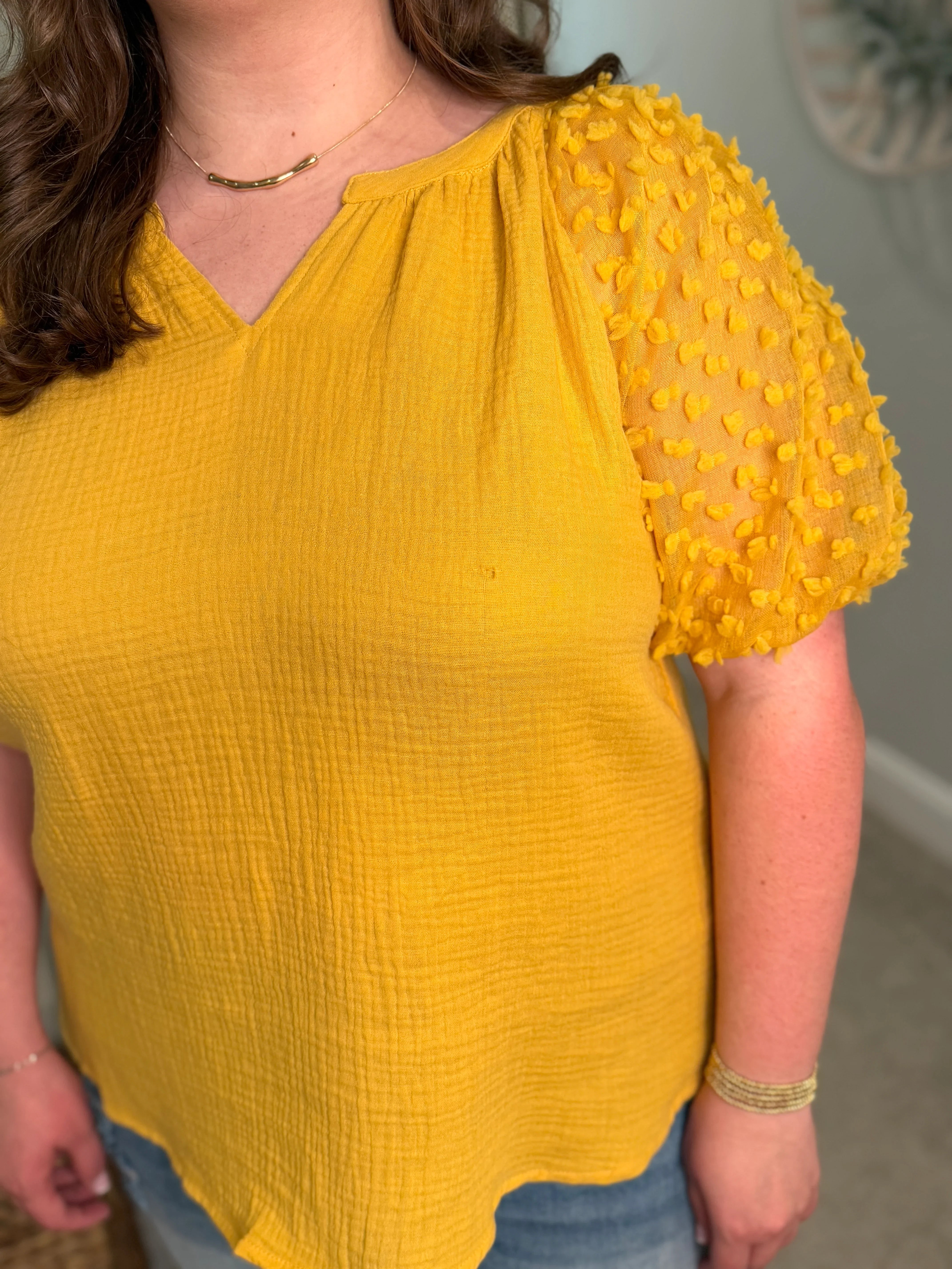 HOPE Plus Size Puff Sleeve Linen Top (Honey) - Sassy and Southern