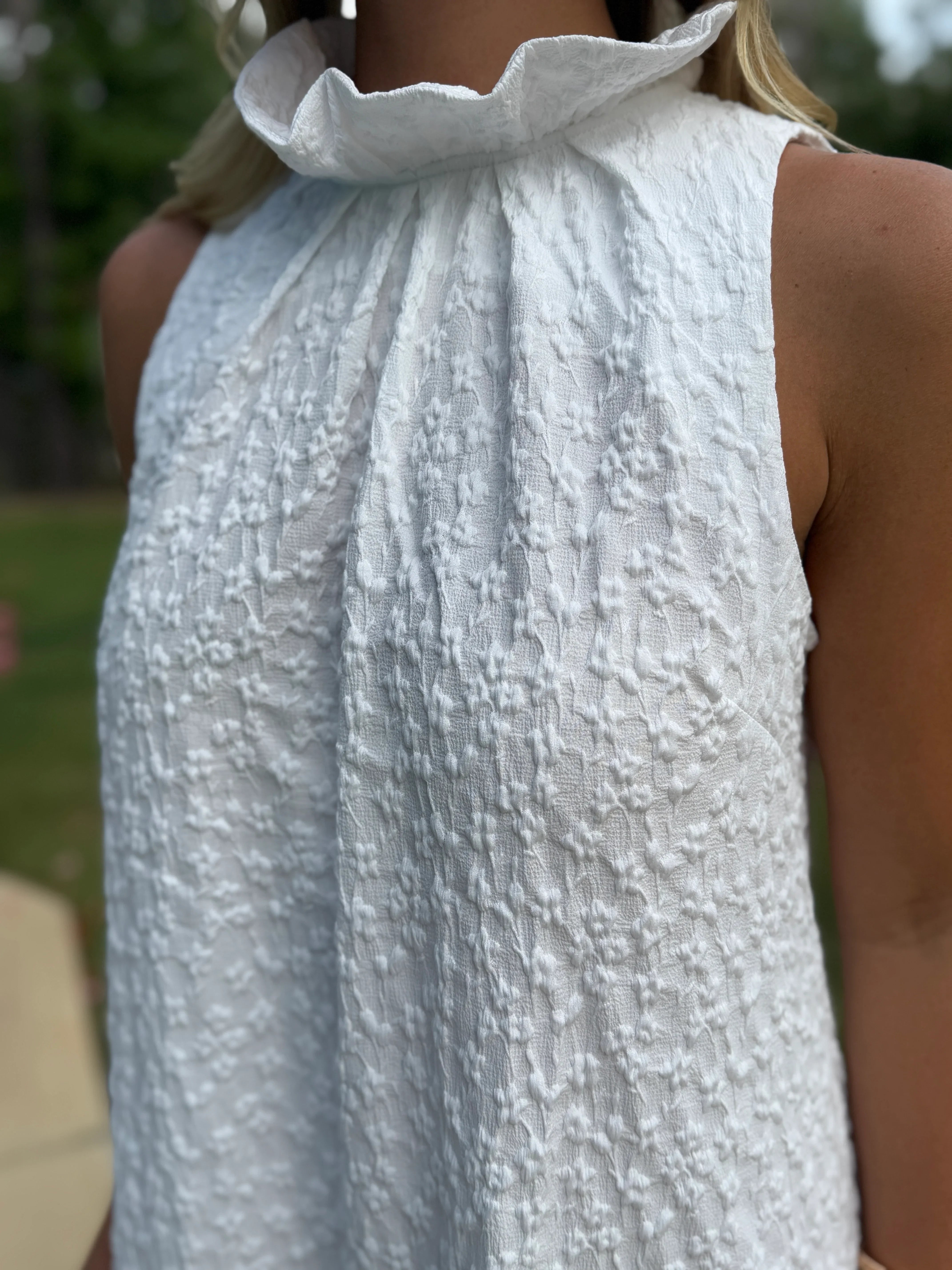 ADELINE Textured White Floral Dress - Sassy and Southern