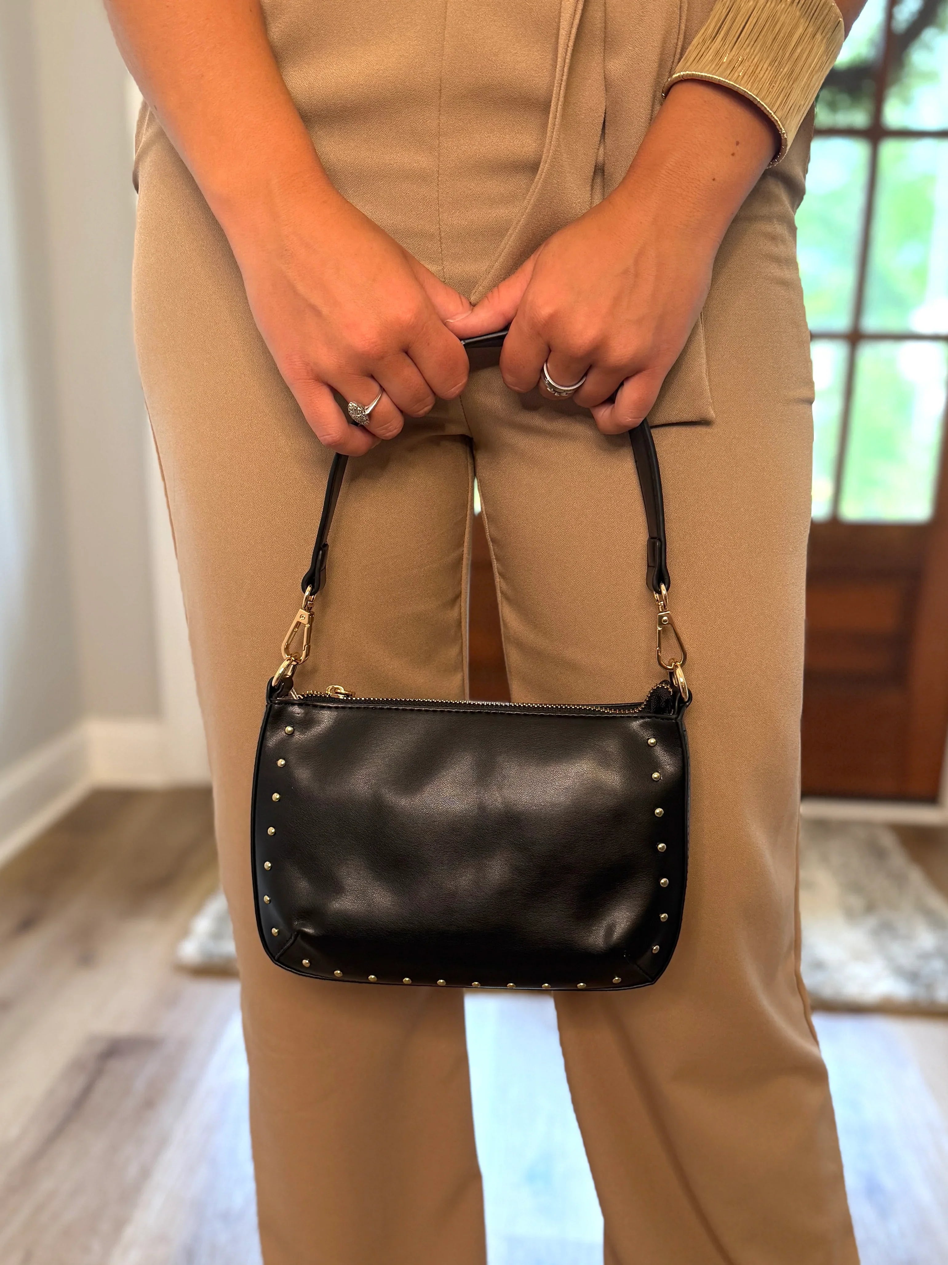 Black Studded Crossbody Purse - Sassy and Southern