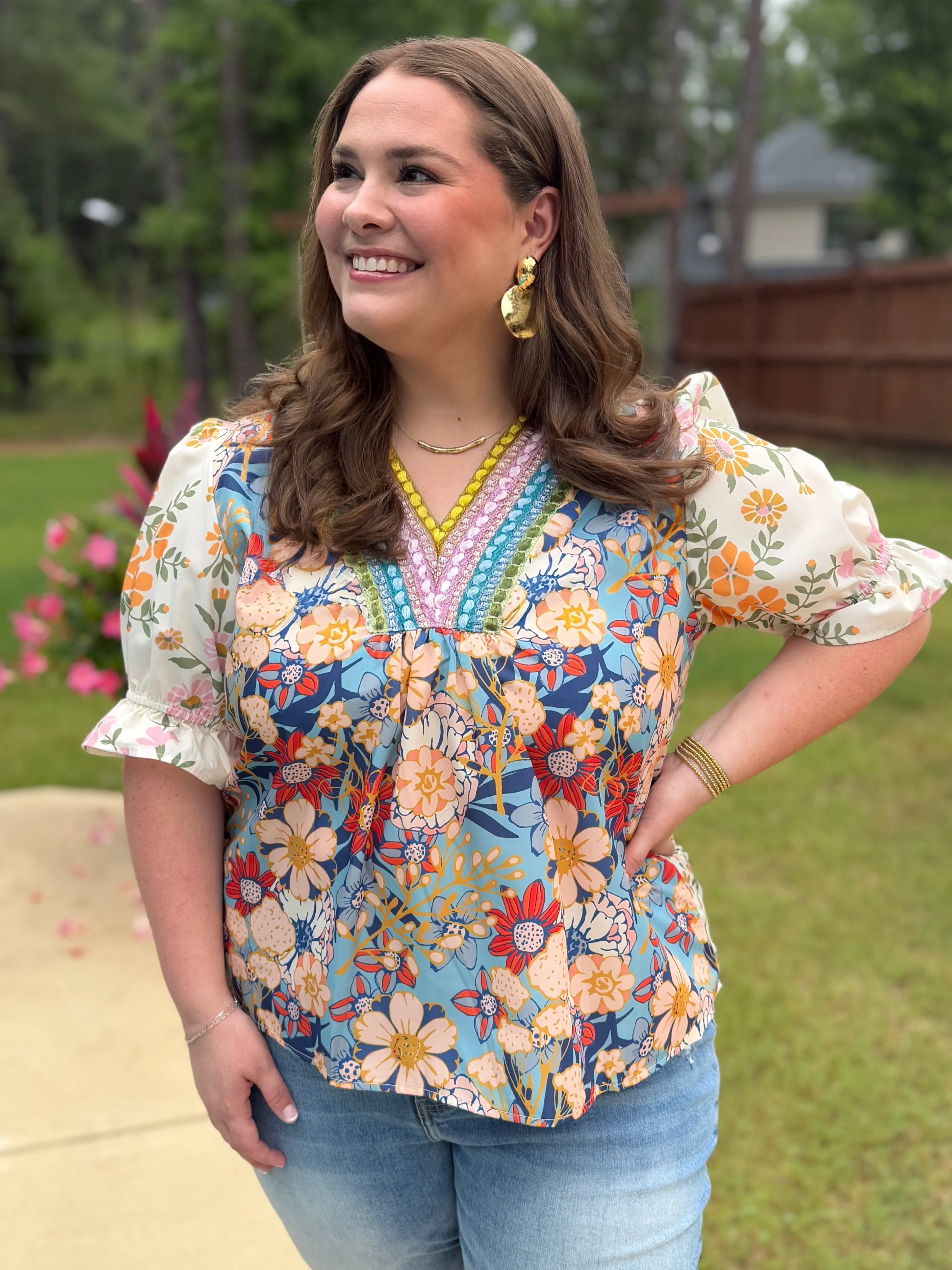 MARLEY Floral Top With Embroidery (S-2X) - Sassy and Southern