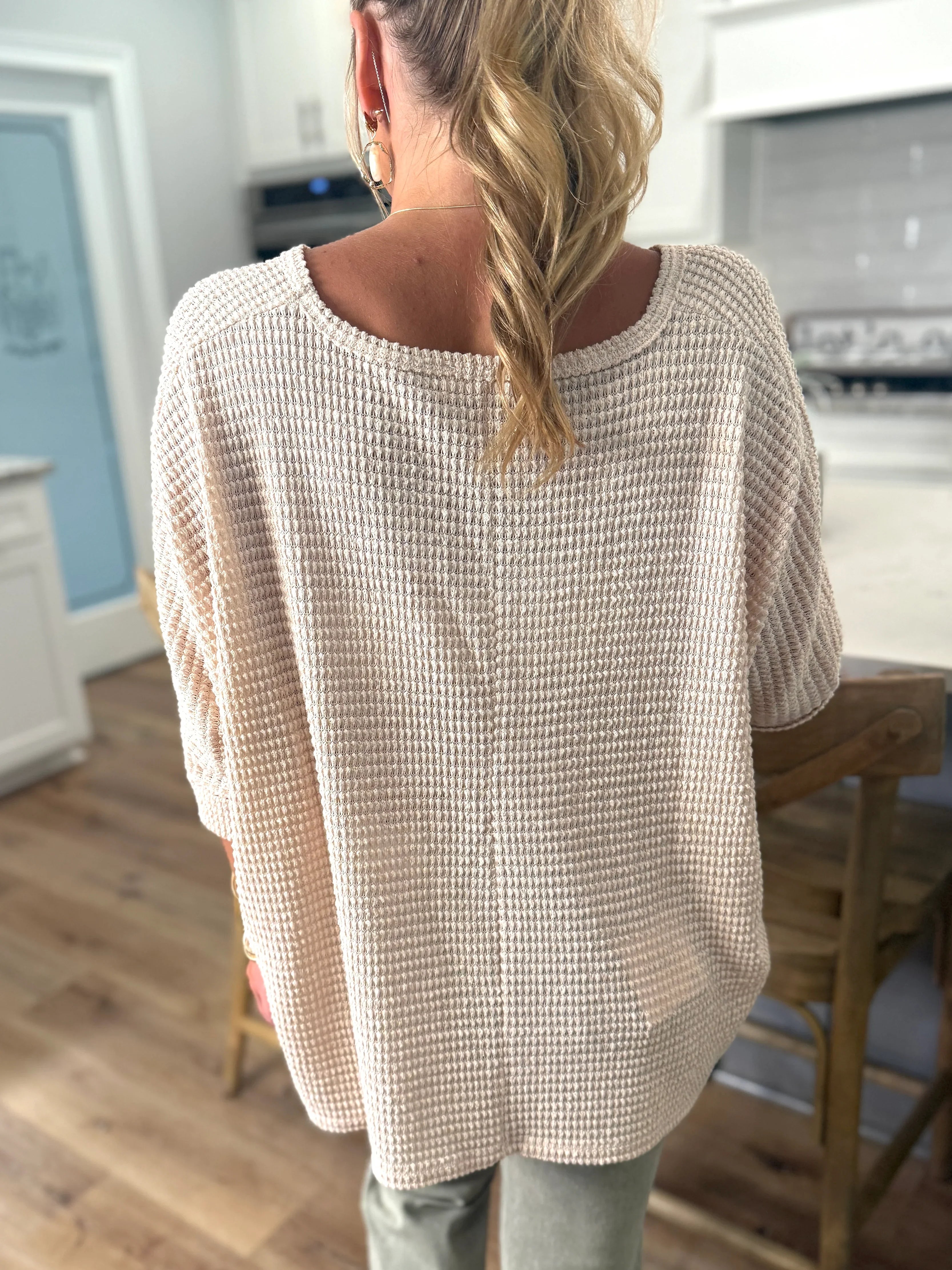 MIA 3/4 Sleeve Lightweight Sweater (Beige) - Sassy and Southern