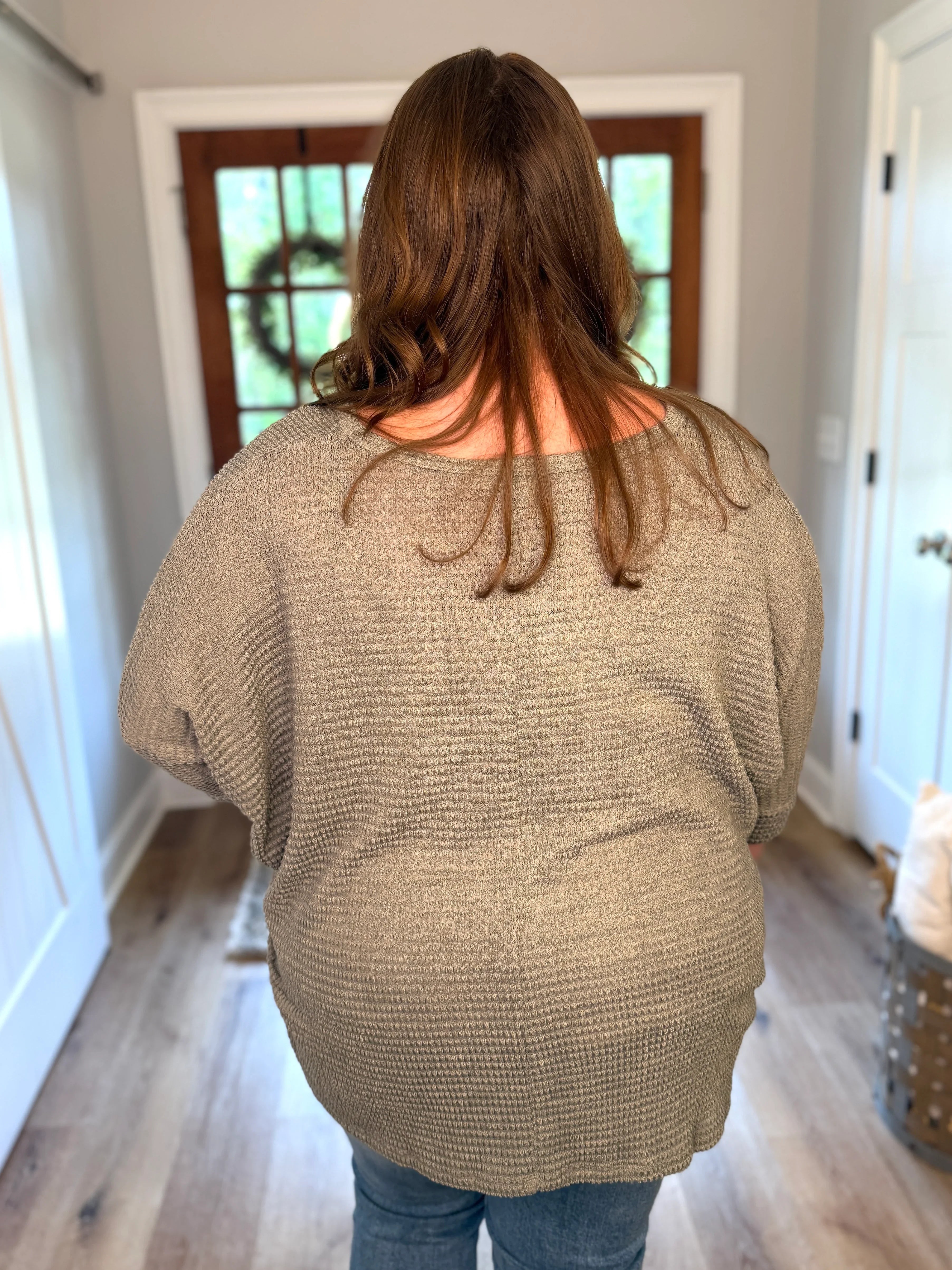 MIA Plus Size 3/4 Sleeve Lightweight Sweater (Light Olive) - Sassy and Southern