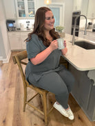 PENELOPE 2-Piece Legging/Top Lounge Set (Sage) (S-3X) - Sassy and Southern