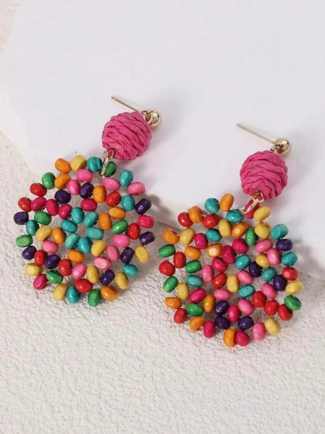 Wood Multi Color Beaded Earrings - Sassy and Southern