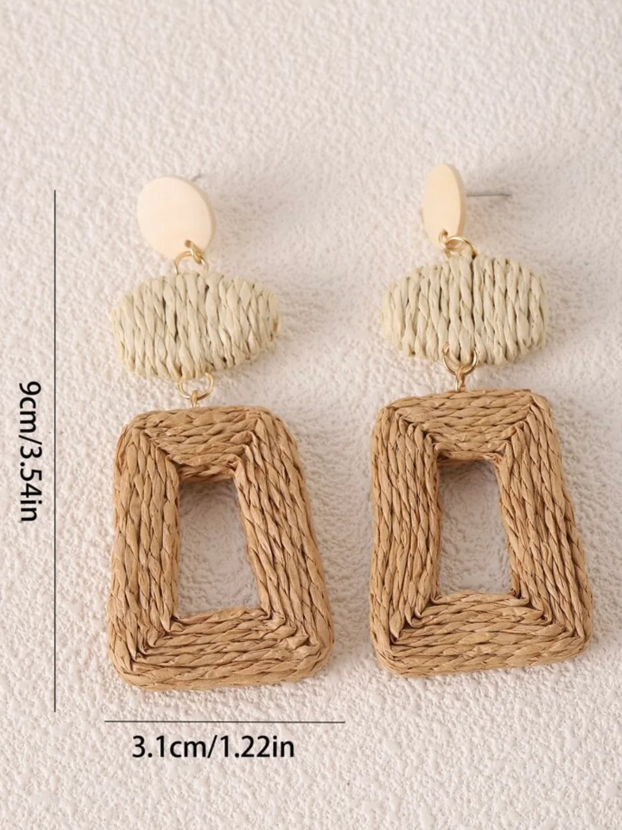 Geometric Raffia Drop Earrings - Sassy and Southern
