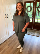 PENELOPE 2-Piece Legging/Top Lounge Set (Sage) (S-3X) - Sassy and Southern