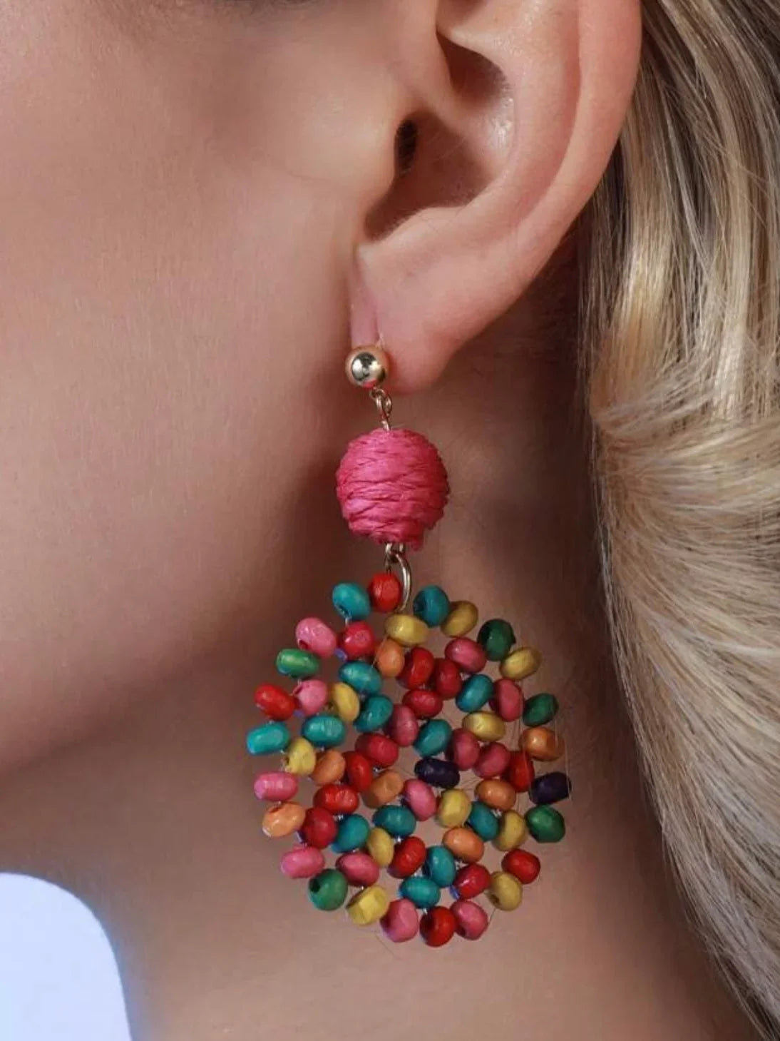 Wood Multi Color Beaded Earrings - Sassy and Southern
