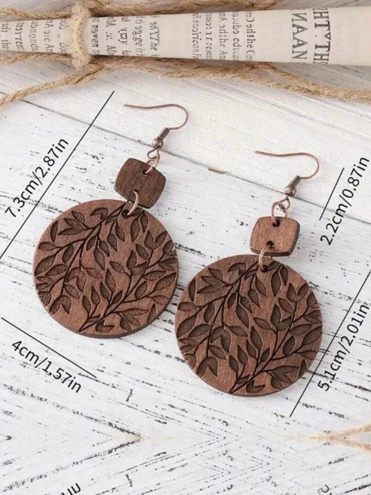 Round Wood Drop Earrings - Sassy and Southern