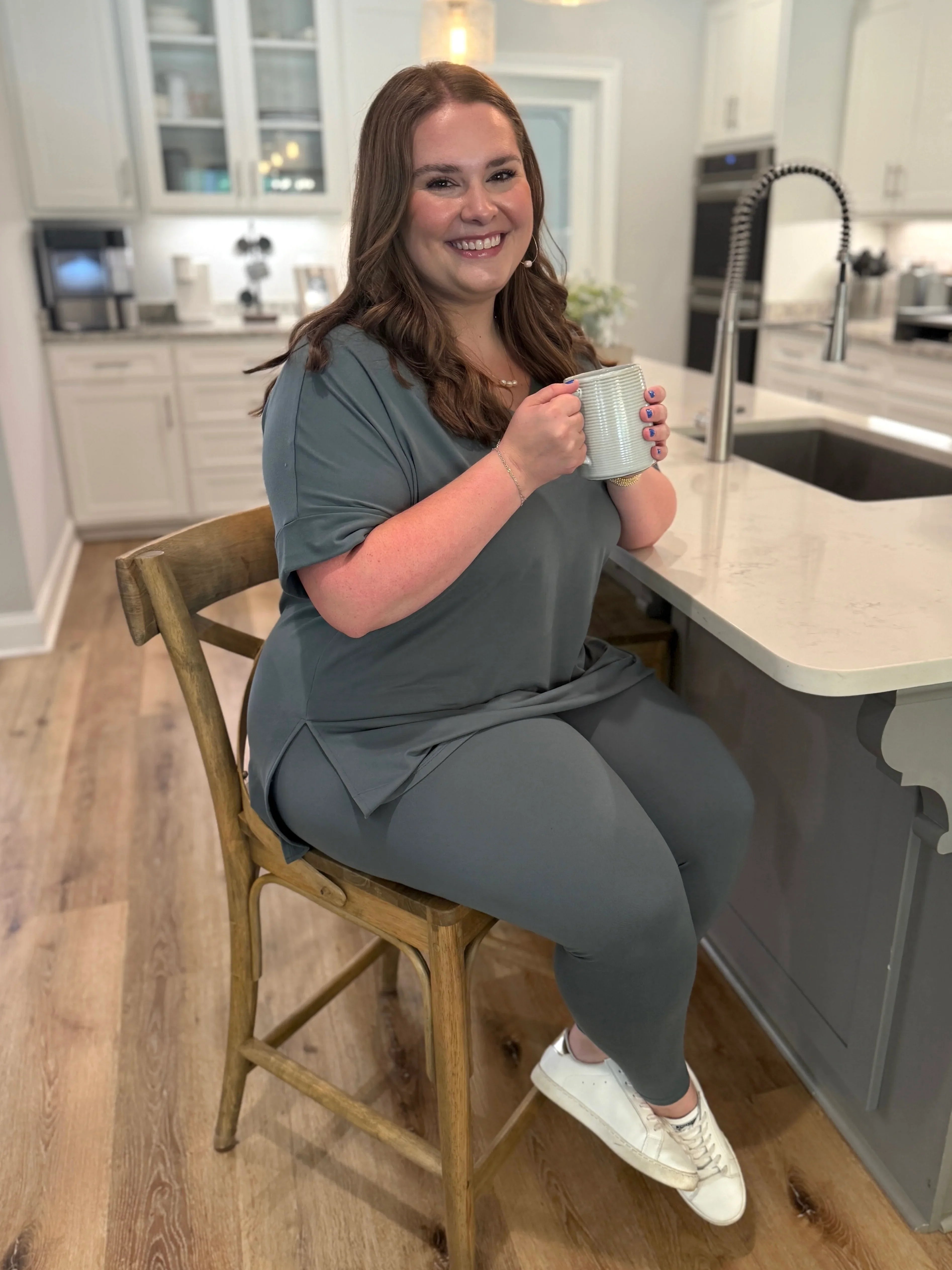 PENELOPE 2-Piece Legging/Top Lounge Set (Sage) (S-3X) - Sassy and Southern