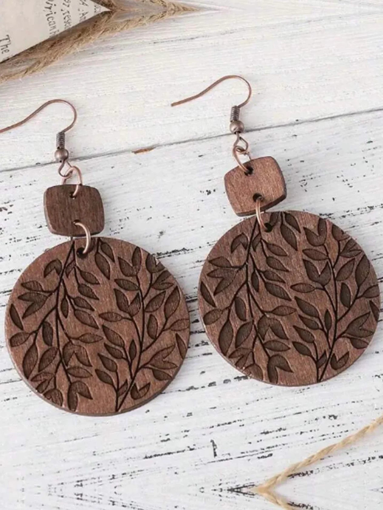 Round Wood Drop Earrings - Sassy and Southern