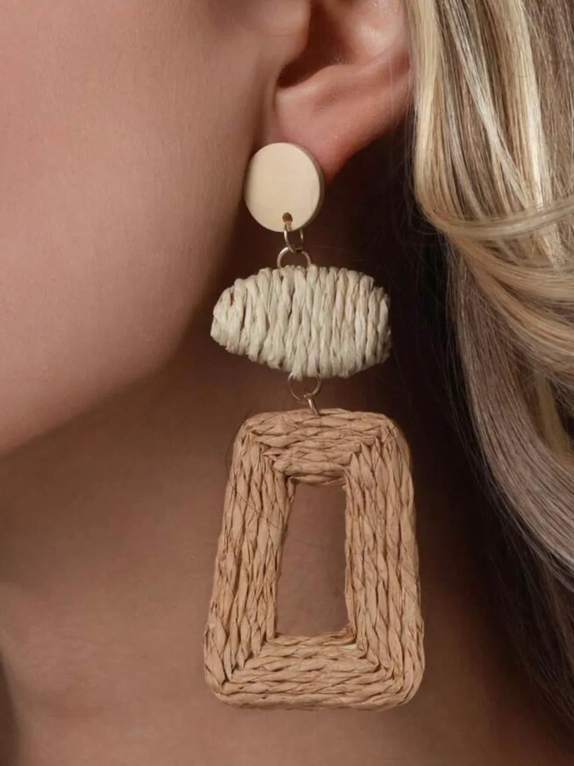 Geometric Raffia Drop Earrings - Sassy and Southern