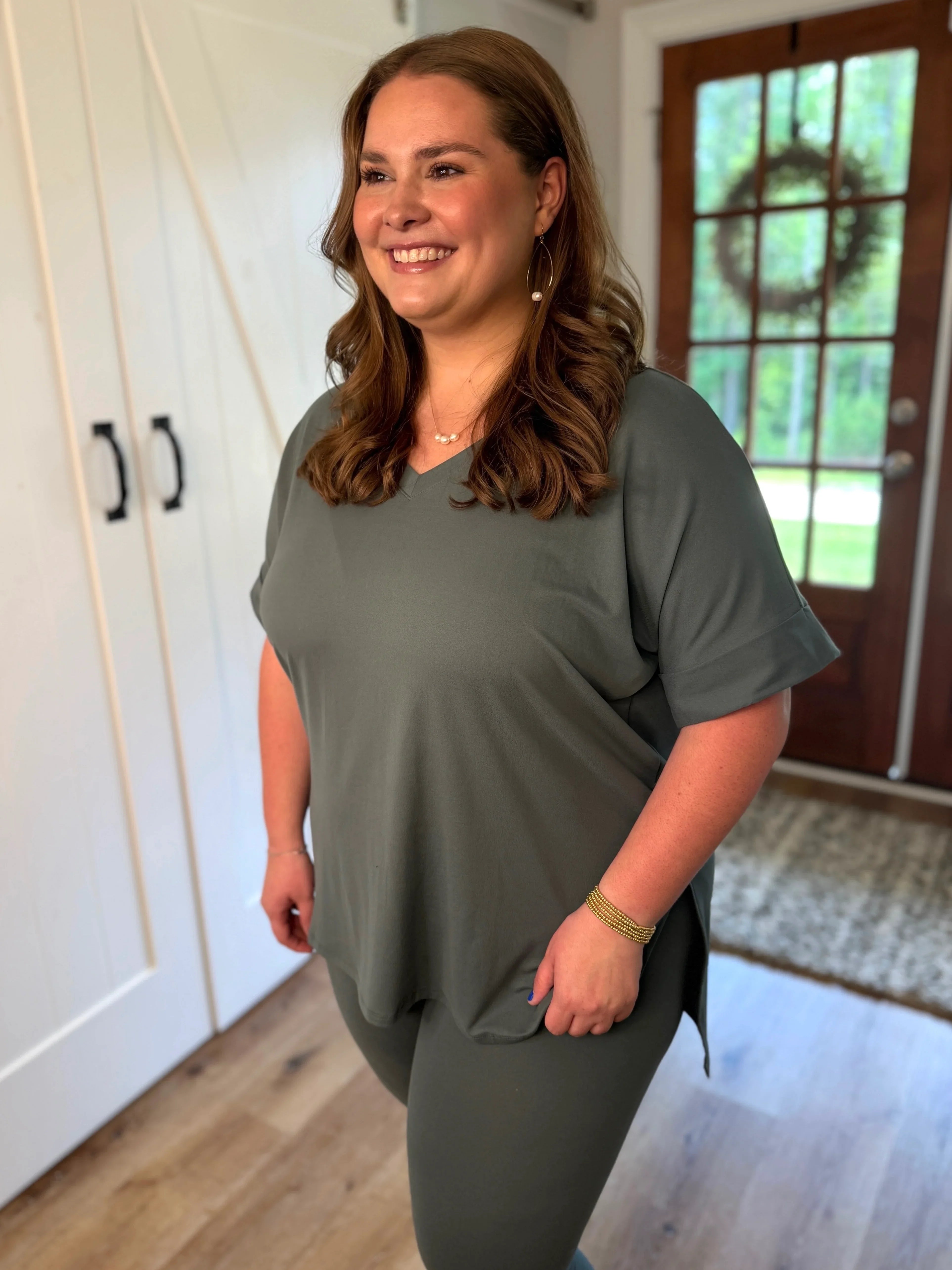 PENELOPE 2-Piece Legging/Top Lounge Set (Sage) (S-3X) - Sassy and Southern