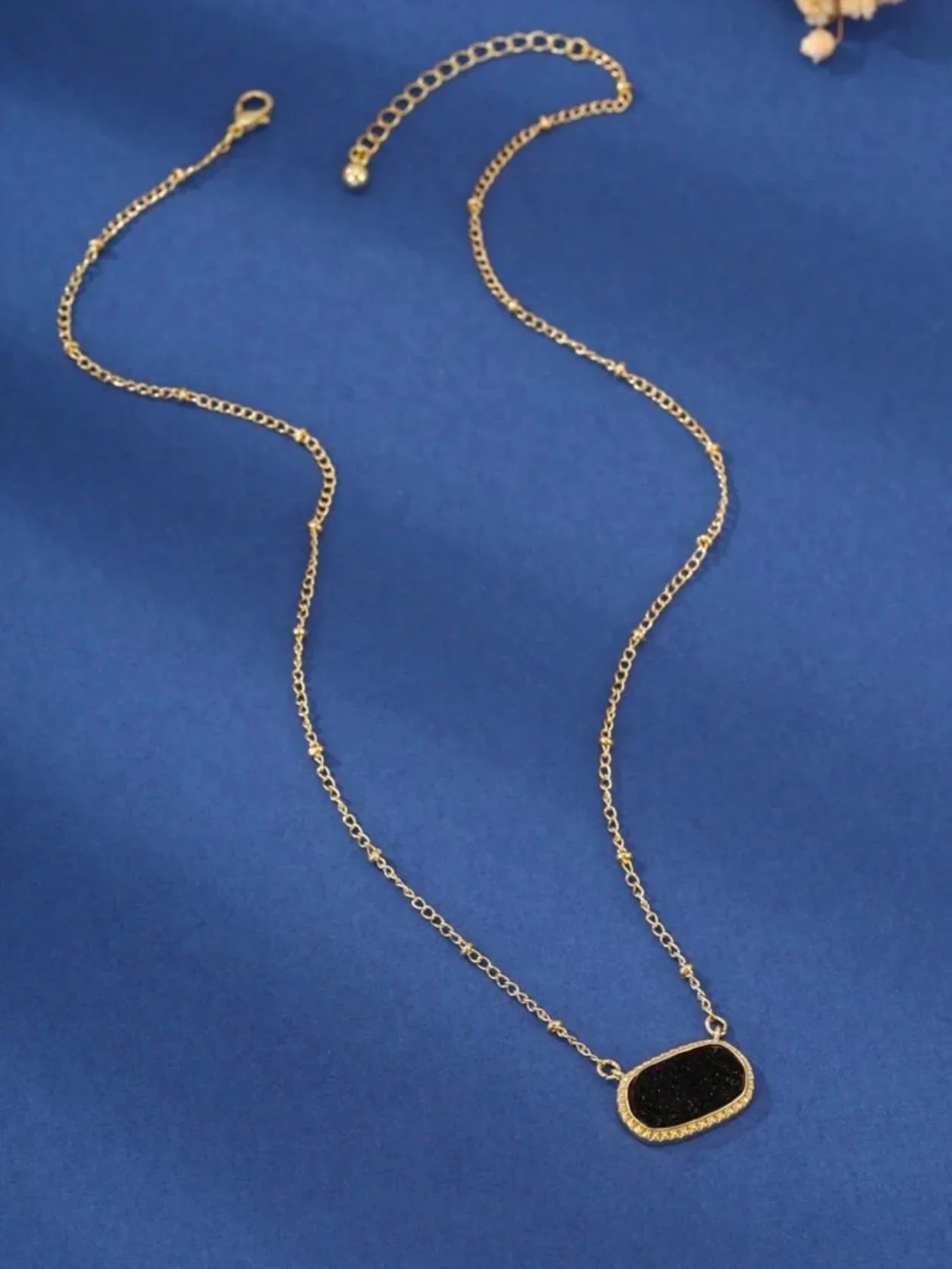 Black Druzy Stone Necklace (Gold) - Sassy and Southern