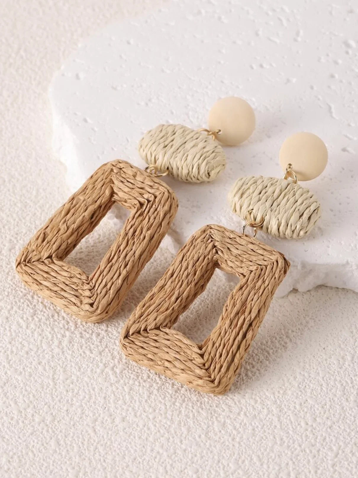 Geometric Raffia Drop Earrings - Sassy and Southern