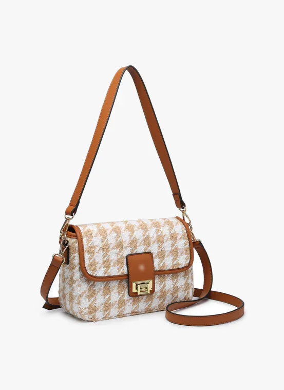 Beige Hounds Tooth Crossbody Bag/Purse - Sassy and Southern
