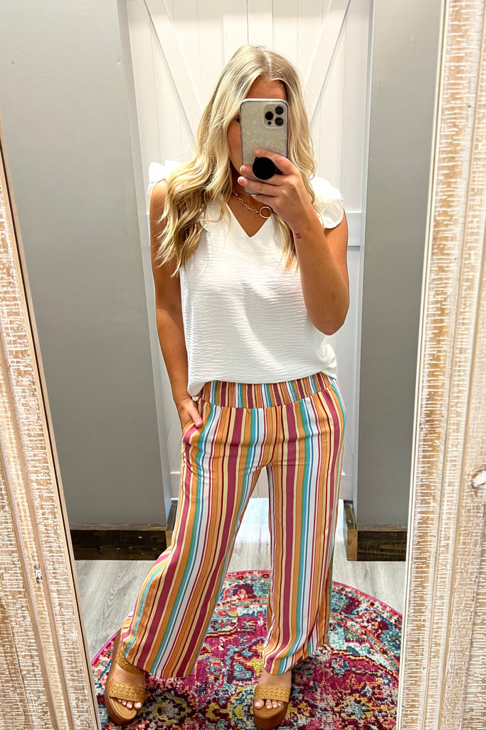 DANIELLE Multi Color Smocked Striped Pants - Sassy & Southern