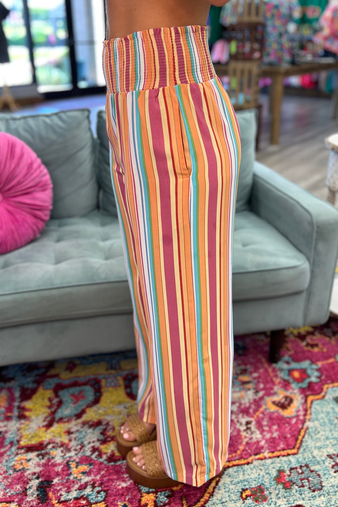 DANIELLE Multi Color Smocked Striped Pants - Sassy & Southern