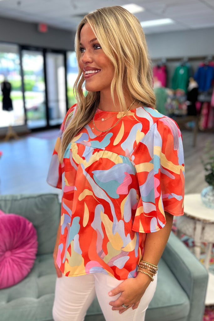 HAZEL Abstract Multi Color Top - Sassy & Southern