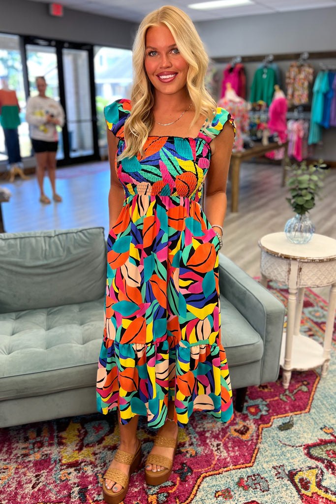 MARLEY Tropical Leaf Print Maxi Dress - Sassy & Southern