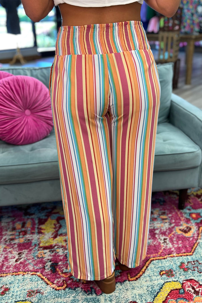 DANIELLE Multi Color Smocked Striped Pants - Sassy & Southern