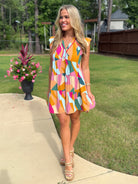 LONDON Abstract Print Ruffle Tiered Dress (S-2X) - Sassy and Southern