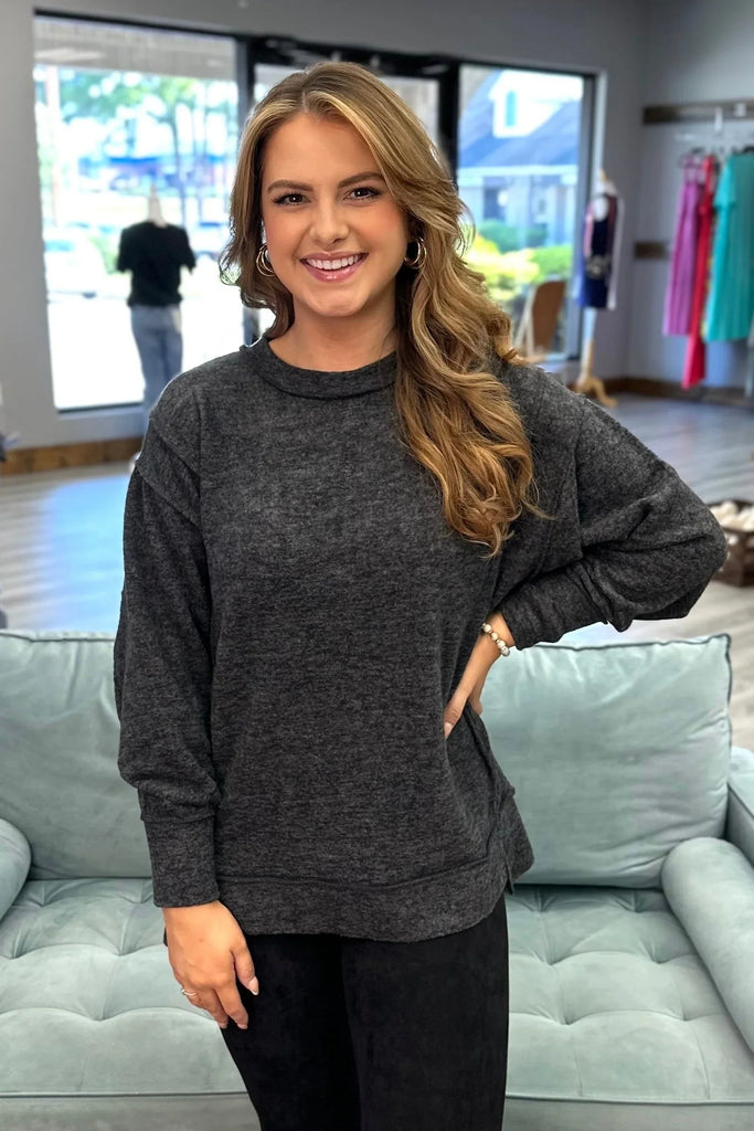 CATLIN Melange Oversized Sweater - Black - Sassy and Southern