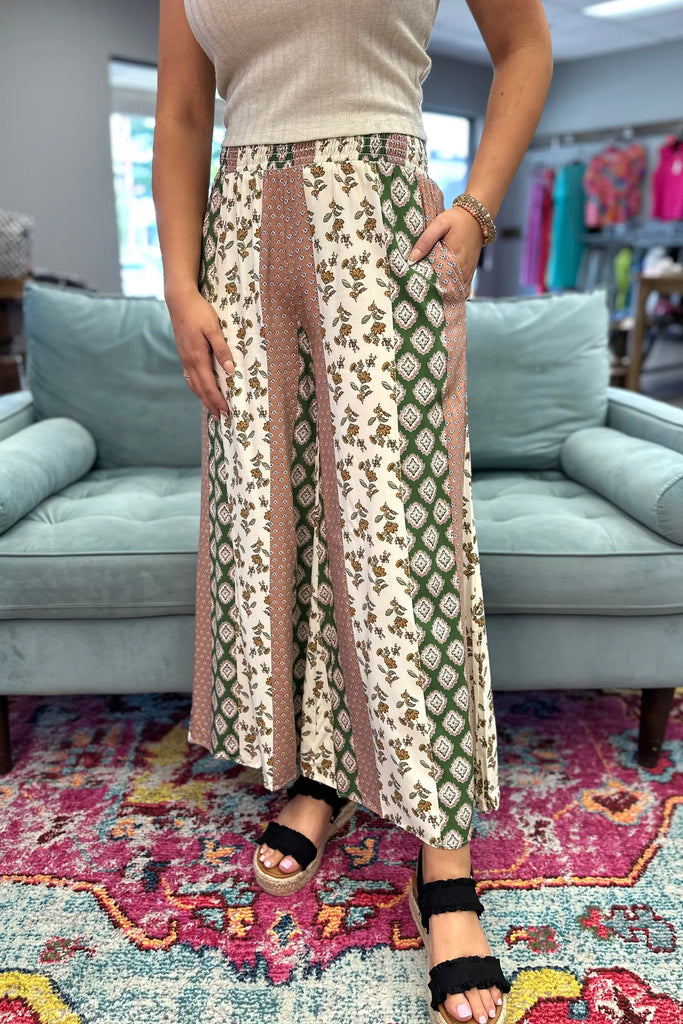 NAOMI Wide Leg Pants- Olive - Sassy and Southern
