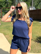 MILLIE Navy Textured Top/Shorts Set - Sassy and Southern