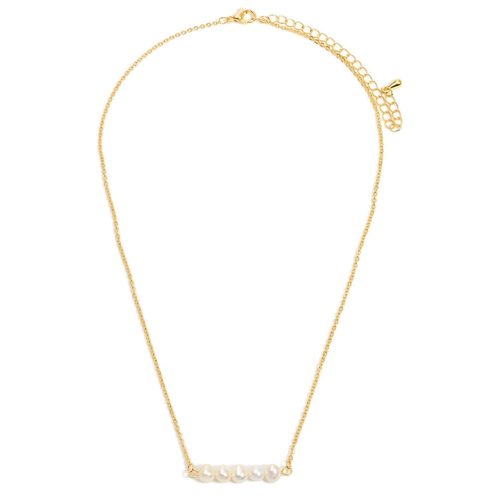 Pearl Bar Necklace (Gold) - Sassy & Southern