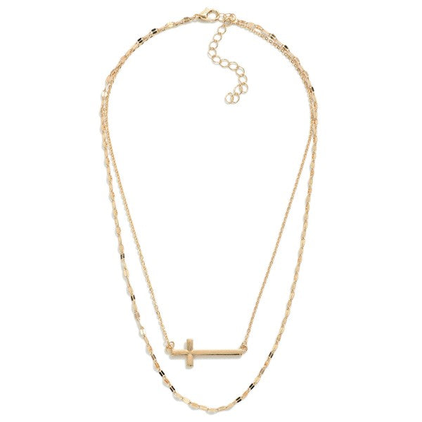 Layered East/West Cross Necklace (Gold) - Sassy & Southern