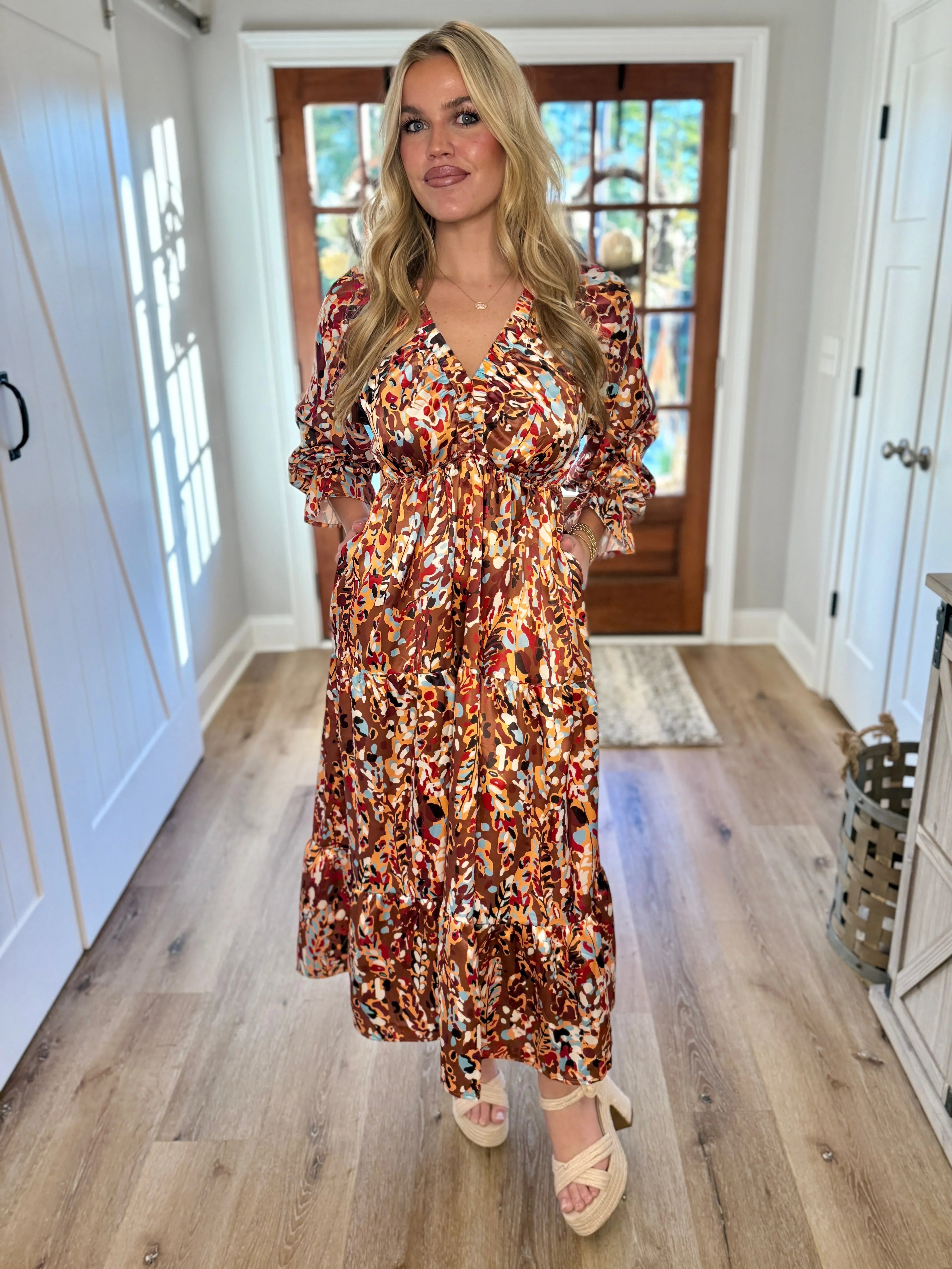 Aubree Satin Mixed Print Maxi Dress (s-3x) | Plus Size