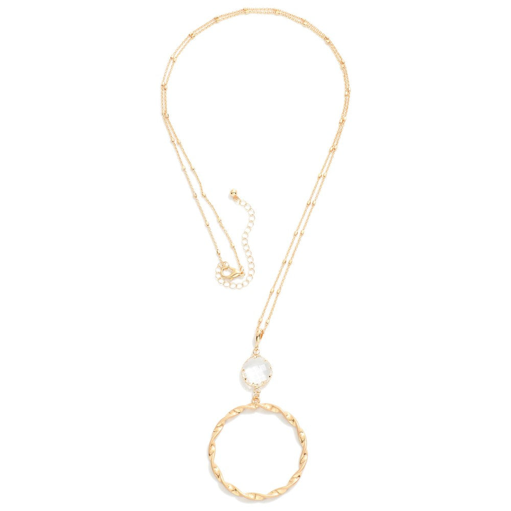 Twisted Metal Hoop Long Necklace (Silver or Gold) - Sassy & Southern