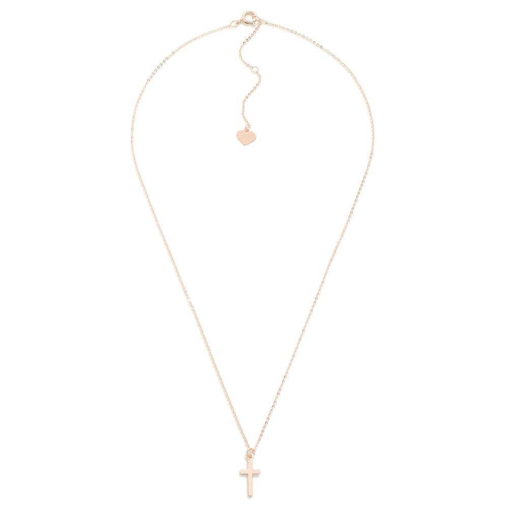 Tiny Cross Pendant Necklace (Rose Gold) - Sassy & Southern
