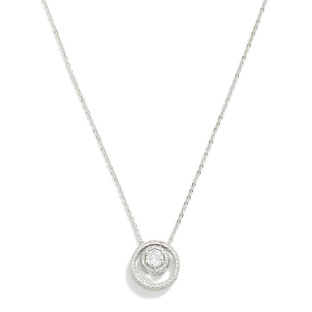 Round Stone Diamond Pendant Necklace (Gold or Silver) - Sassy & Southern