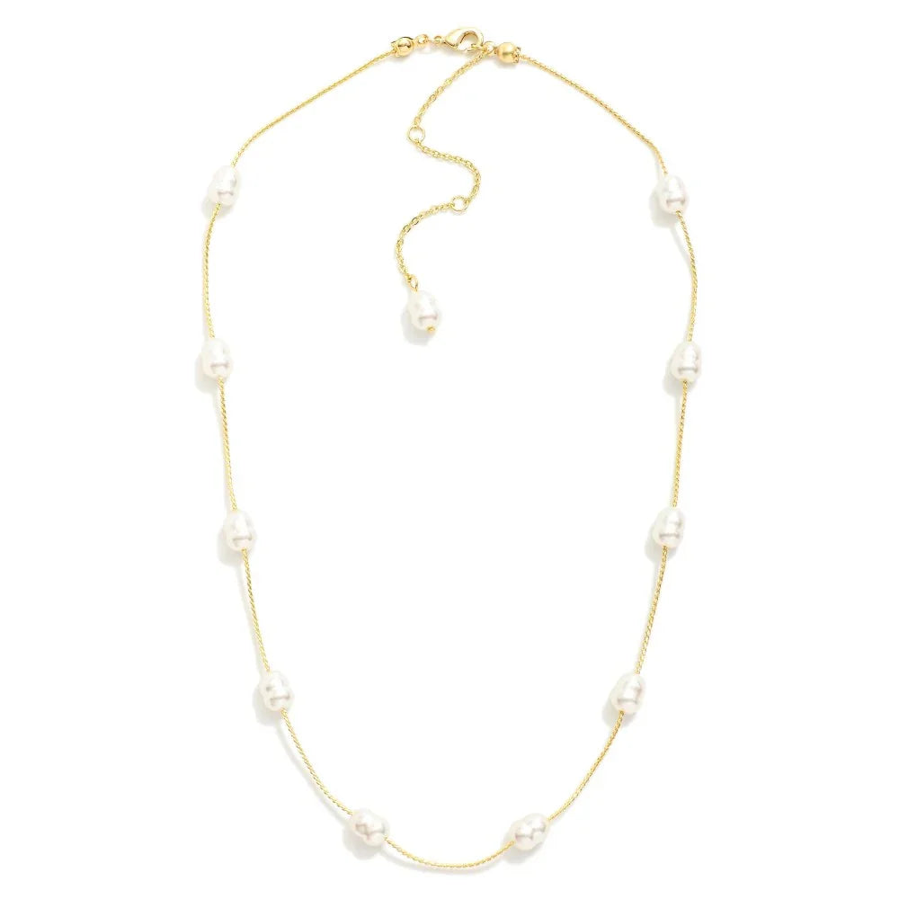 Pearl/Gold Chain Necklace - Sassy and Southern