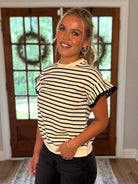 TATUM Black Striped Top With Ruffle Sleeves - Sassy and Southern