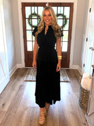 SOPHIE Long Tiered Dress (Black) - Sassy and Southern