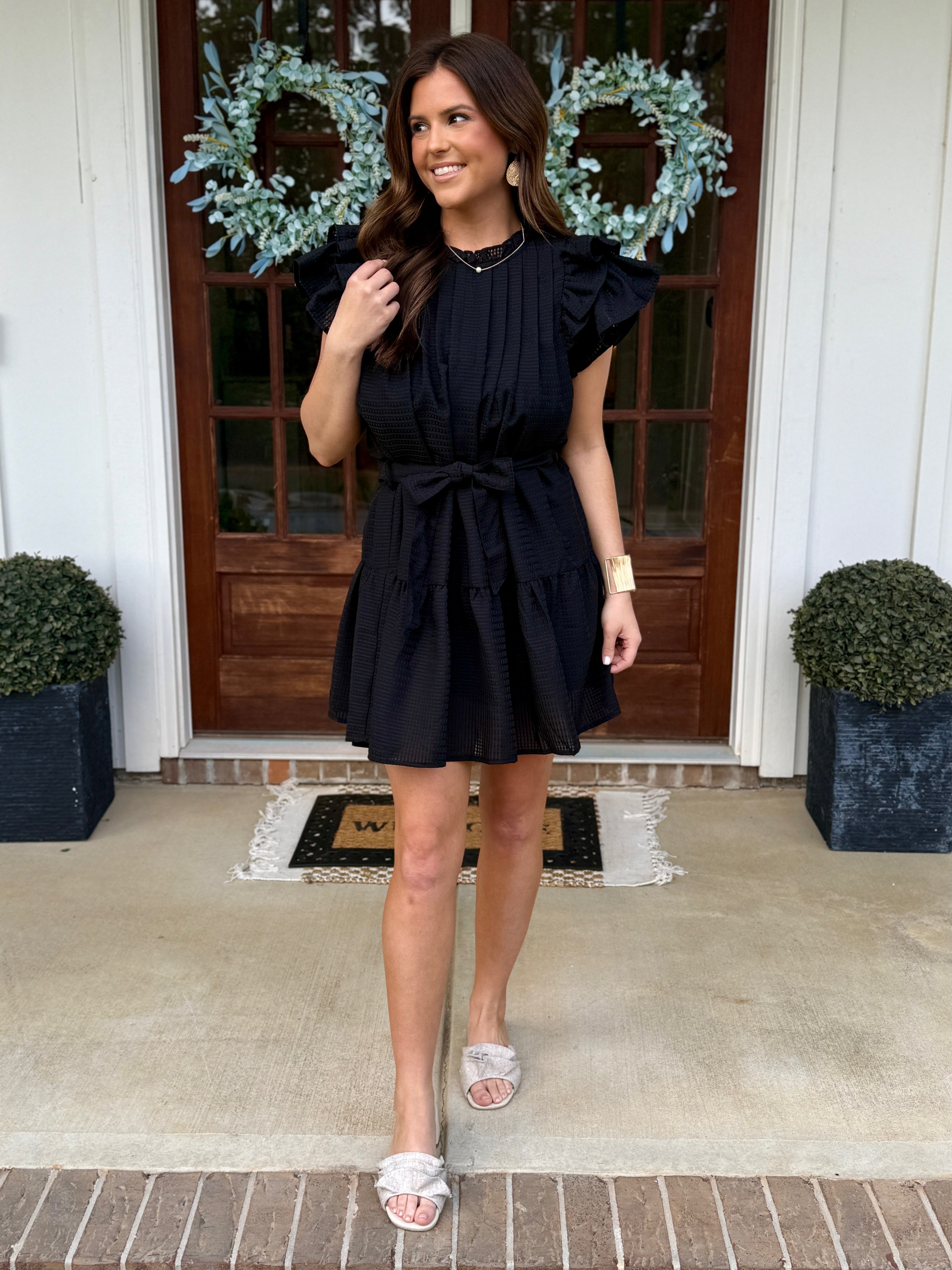 short black ruffle dress STELLA With Tie | Women's | Sizes S-XL Tape Solutions – Fashion Color:Royal* Mother of the Bride 3cm difference