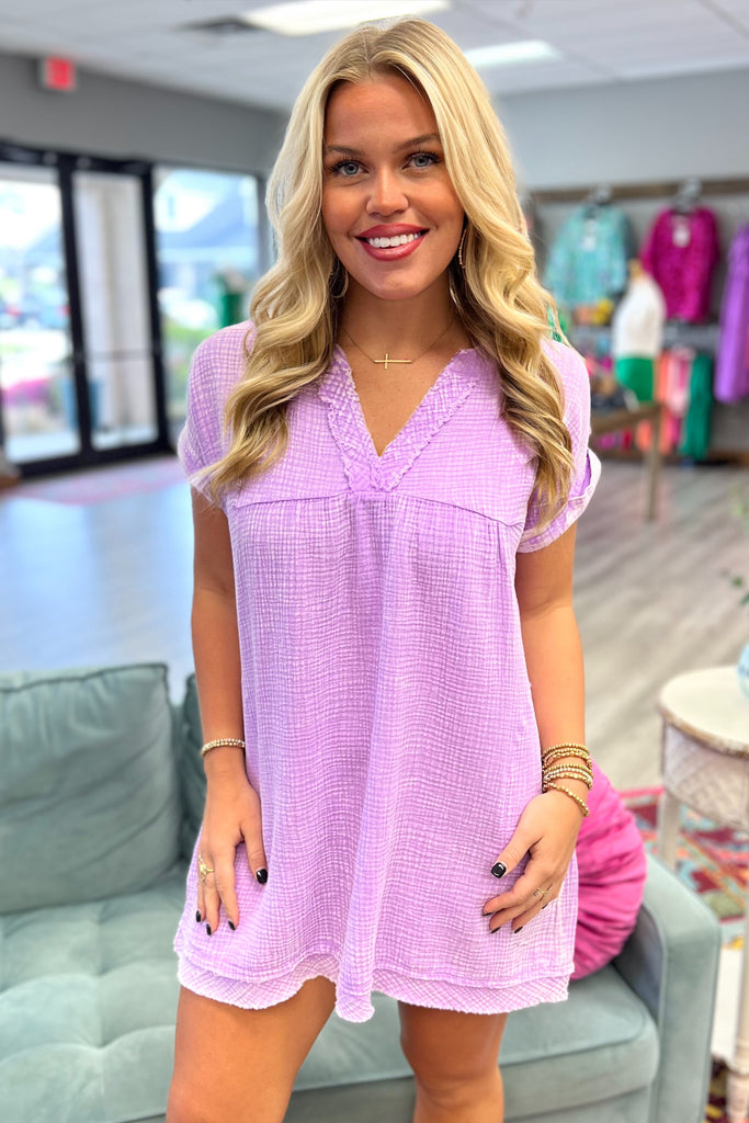 AVERY Mineral Washed Dress (Lavender) - Sassy & Southern
