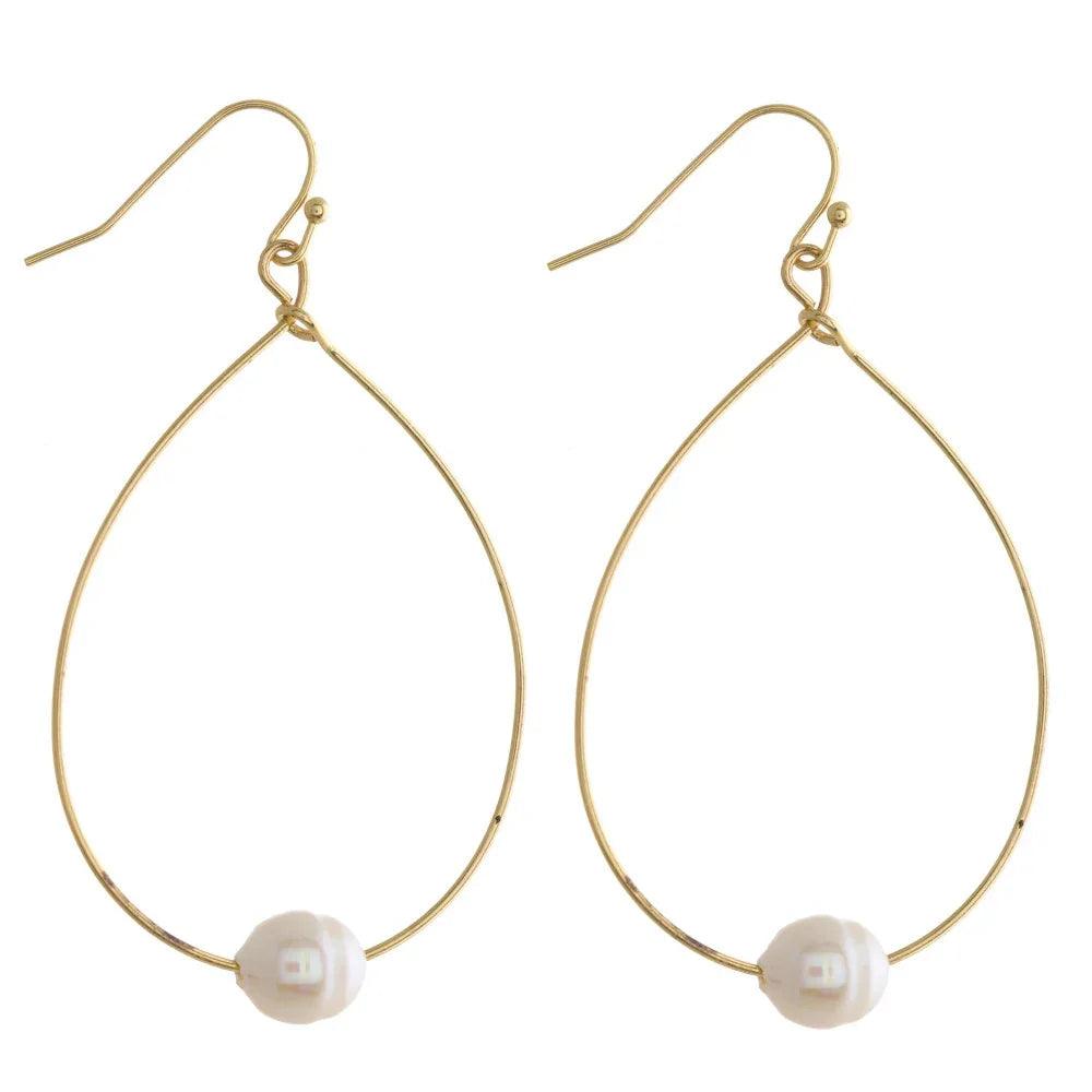 Teardrop Earrings With Pearl - Sassy and Southern