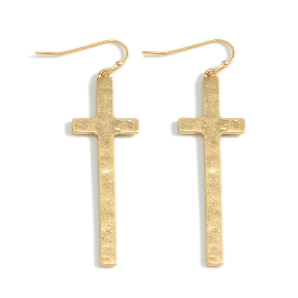 Hammered Gold Cross Earrings - Sassy & Southern