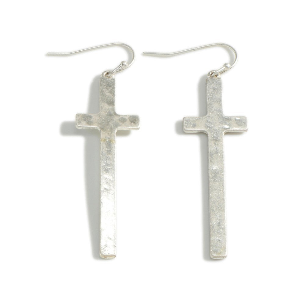 Hammered Cross Earrings (Silver or Gold) - Sassy & Southern