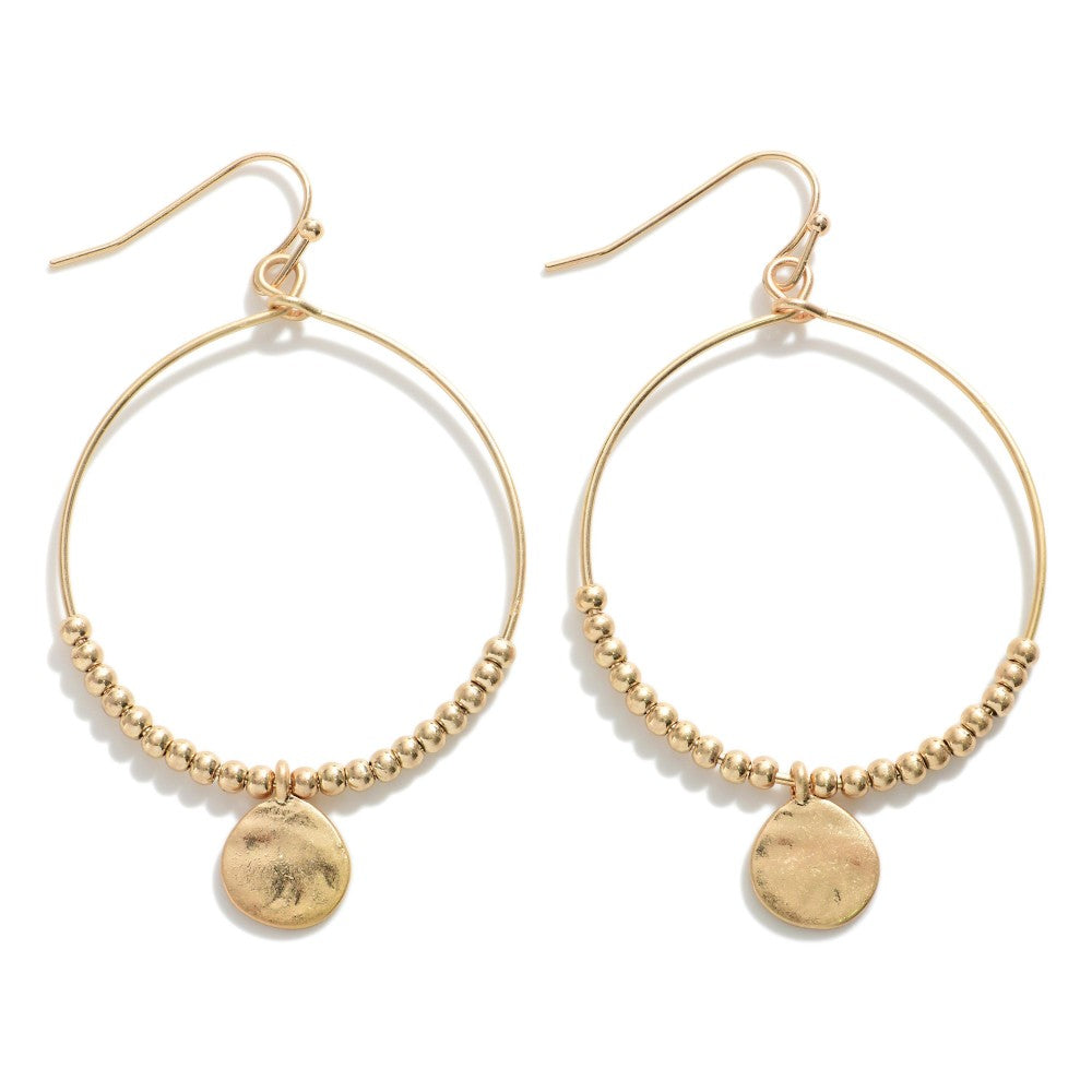 Beaded Hoop Charm Earrings (Silver or Gold) - Sassy & Southern