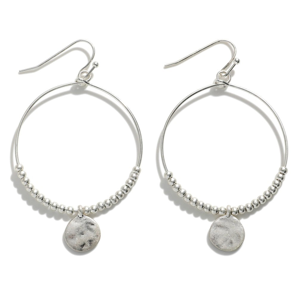 Beaded Hoop Charm Earrings (Silver or Gold) - Sassy & Southern