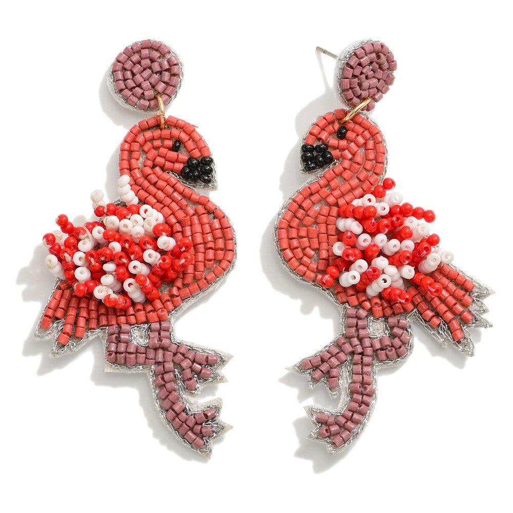 Seed Bead Flamingo Earrings - Sassy & Southern