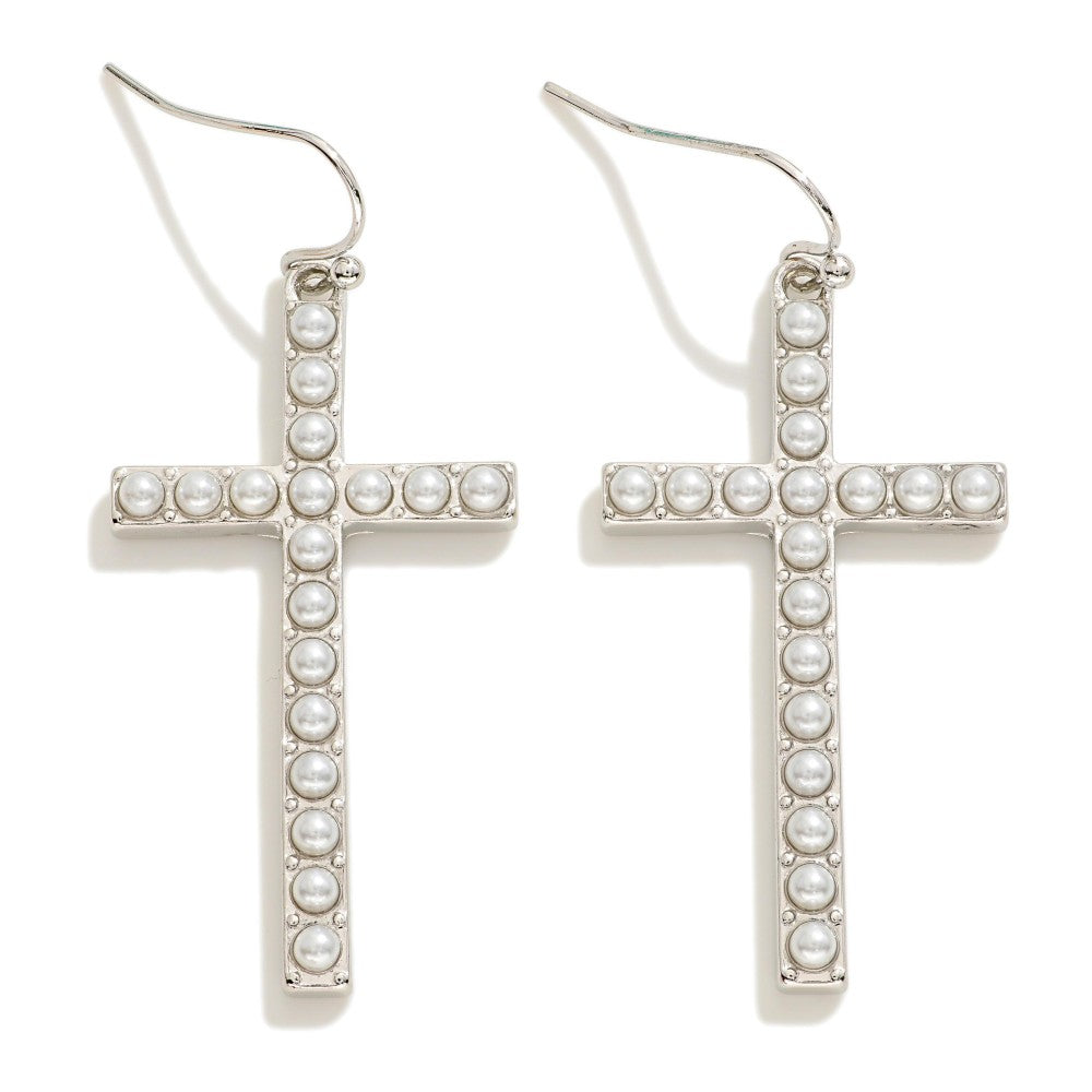 Cross Earrings With Pearls (Silver or Gold) - Sassy & Southern