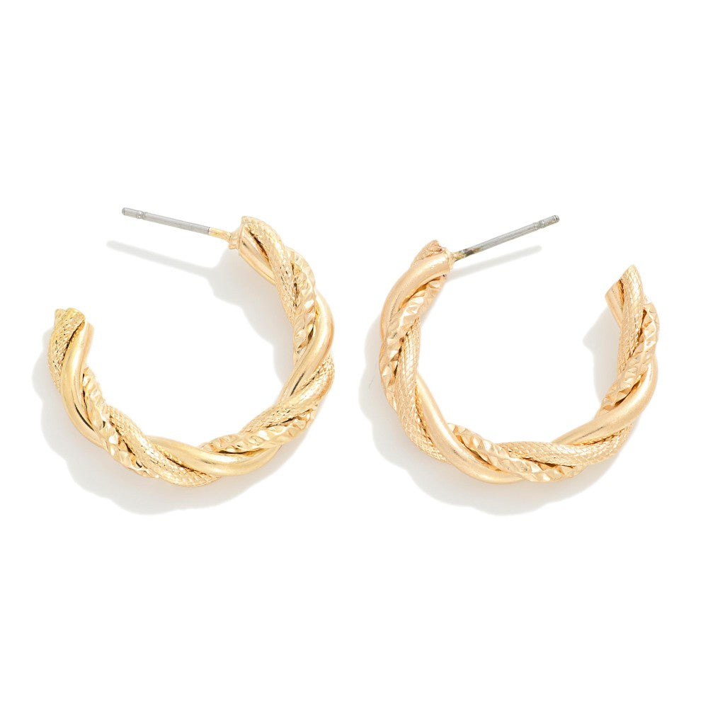 Twisted Strand Metal Hoop Earrings (Gold or Silver) - Sassy & Southern
