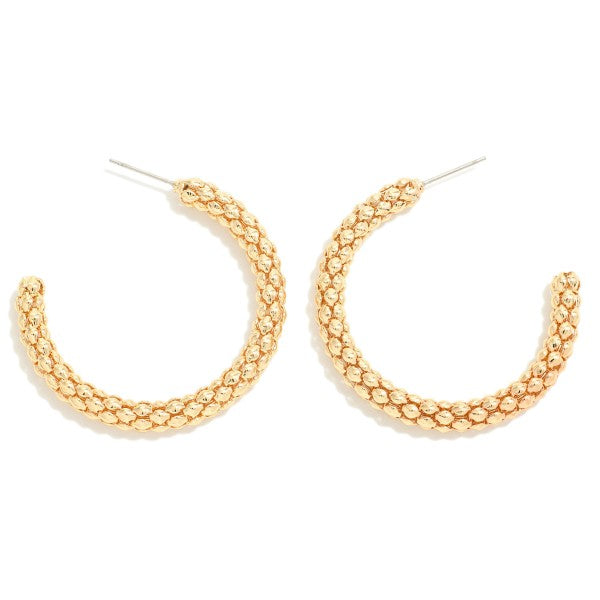Popcorn Chain Hoop Earrings (Gold) - Sassy & Southern