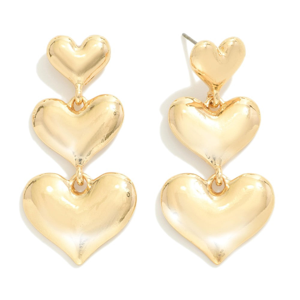 Layered Gold Heart Earrings - Sassy & Southern