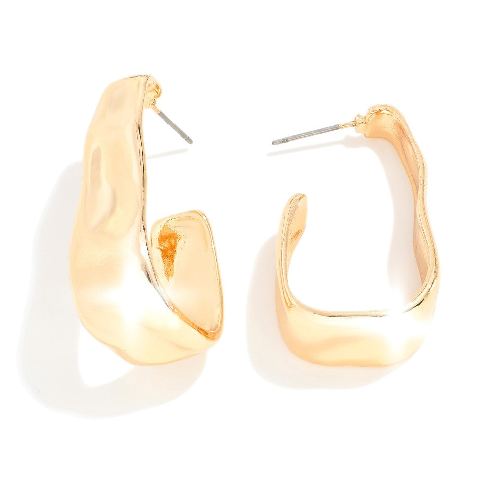 Stretched Metal Hoop Earrings (Gold or Silver) - Sassy & Southern